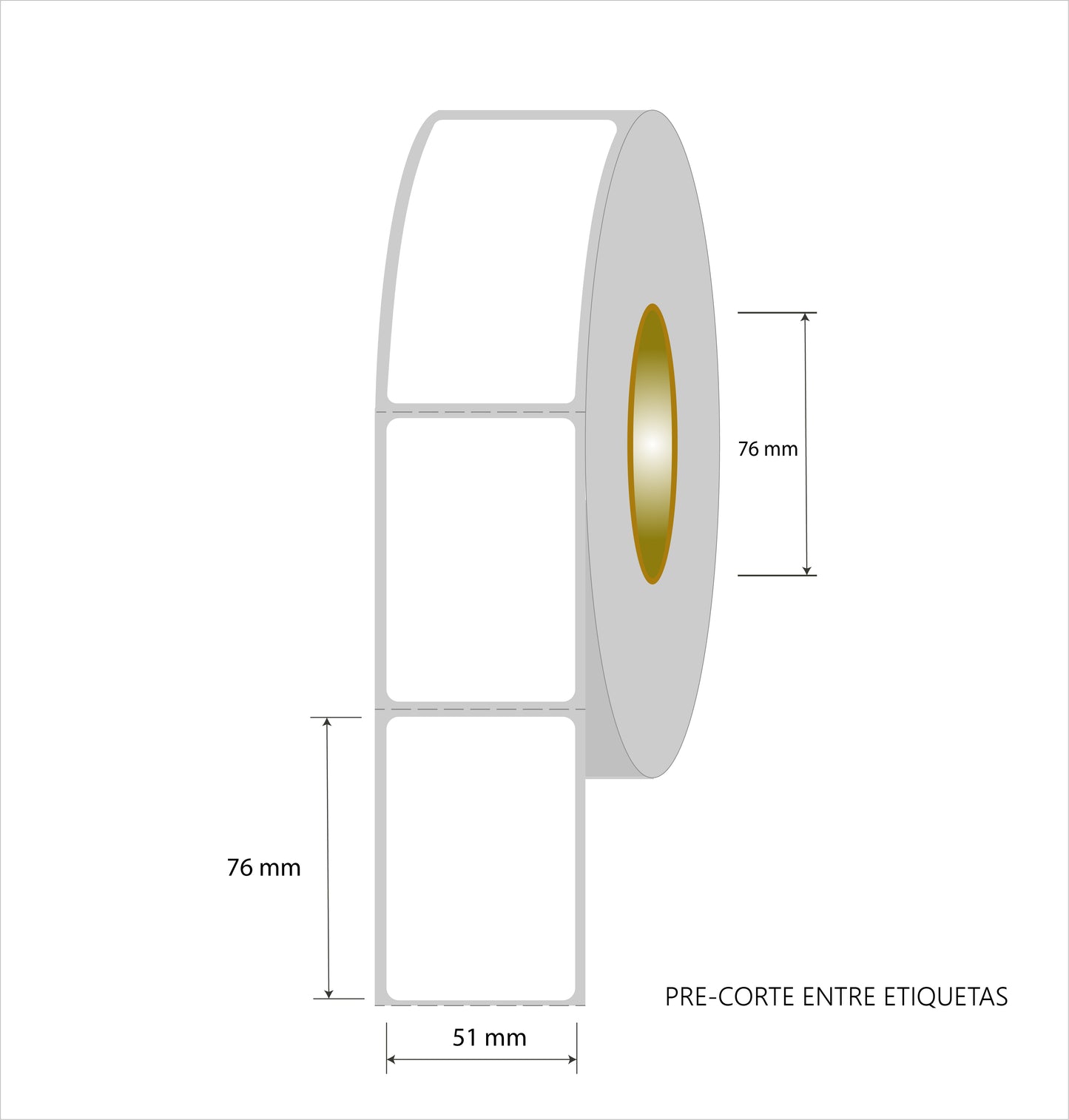 Rollo Etiquetas de Papel Blancas 51 x 76 mm Para Usar con Zebra, TSC, Datamax y Otras impresoras , Core 3" 1700 Etiquetas / Rollo. 1 Col ( Usa Ribbons )