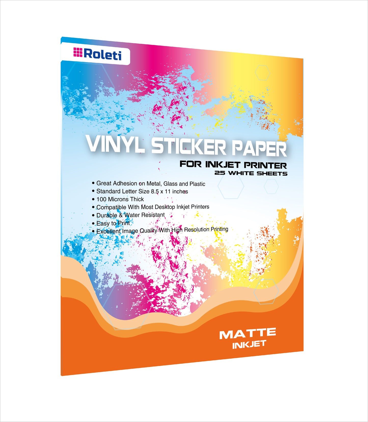 Papel fotografico adhesivo de Plastico Polipropileno Matte Imprimible, resistente al agua, 25 hojas por Pack, Tamaño Carta 21.6cm x 28cm