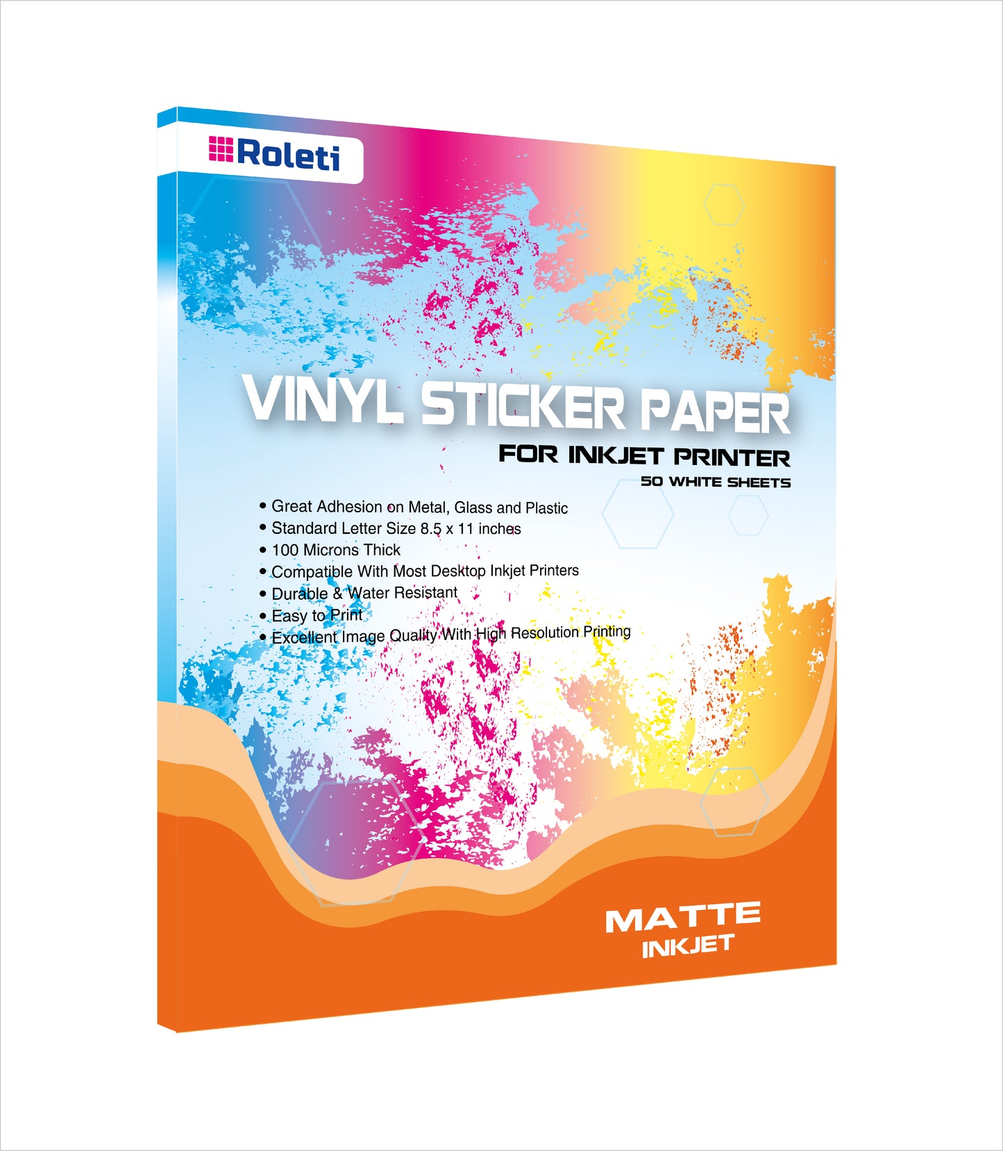 Papel fotografico adhesivo de Plastico Polipropileno Matte Imprimible, resistente al agua, 50 hojas por Pack, Tamaño Carta 21.6cm x 28cm