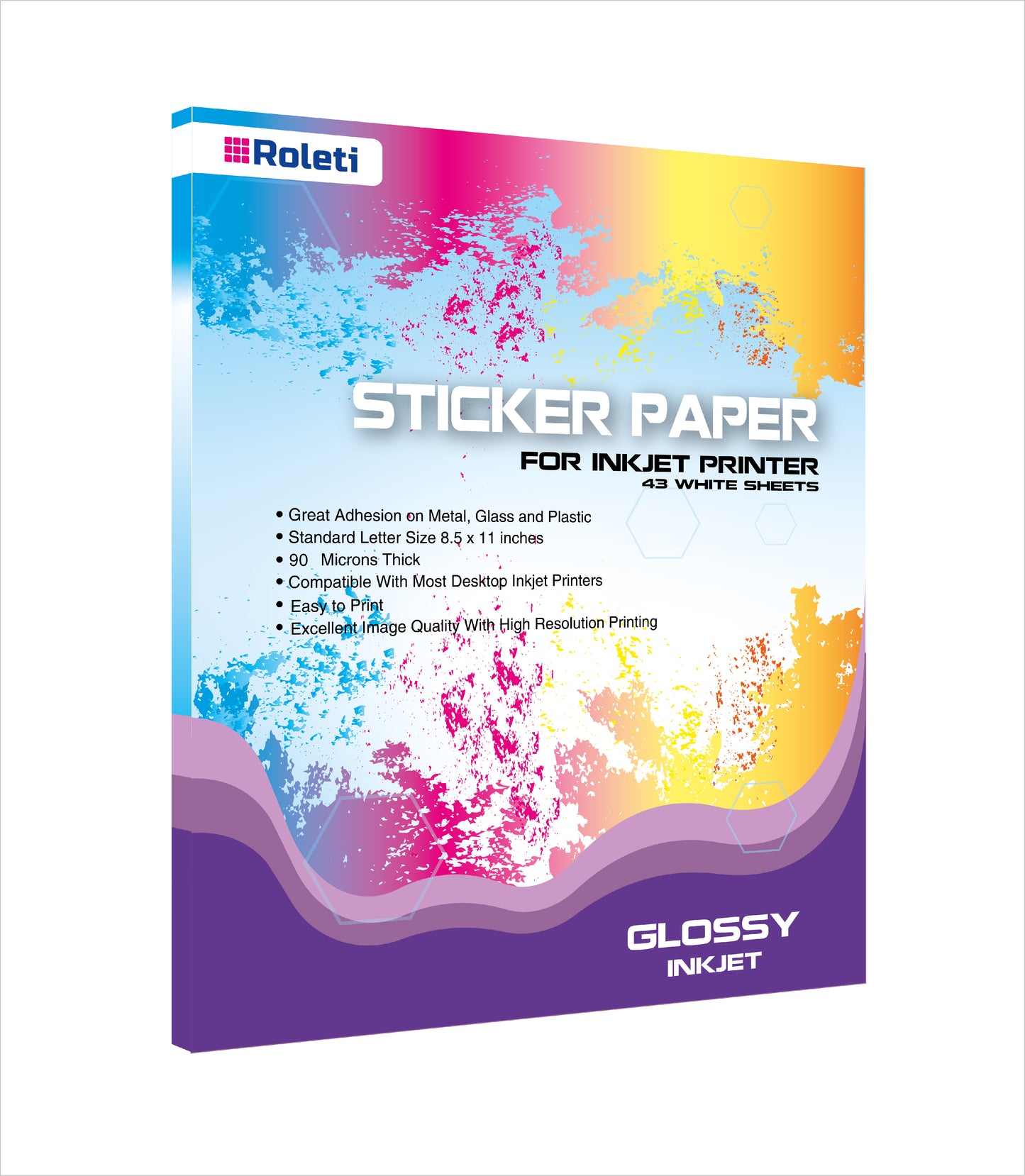 Papel fotografico adhesivo Imprimible, 43 hojas por Pack, Tamaño Carta 21.6cm x 28cm Compatible con todas las impresoras Inkjet del mercado