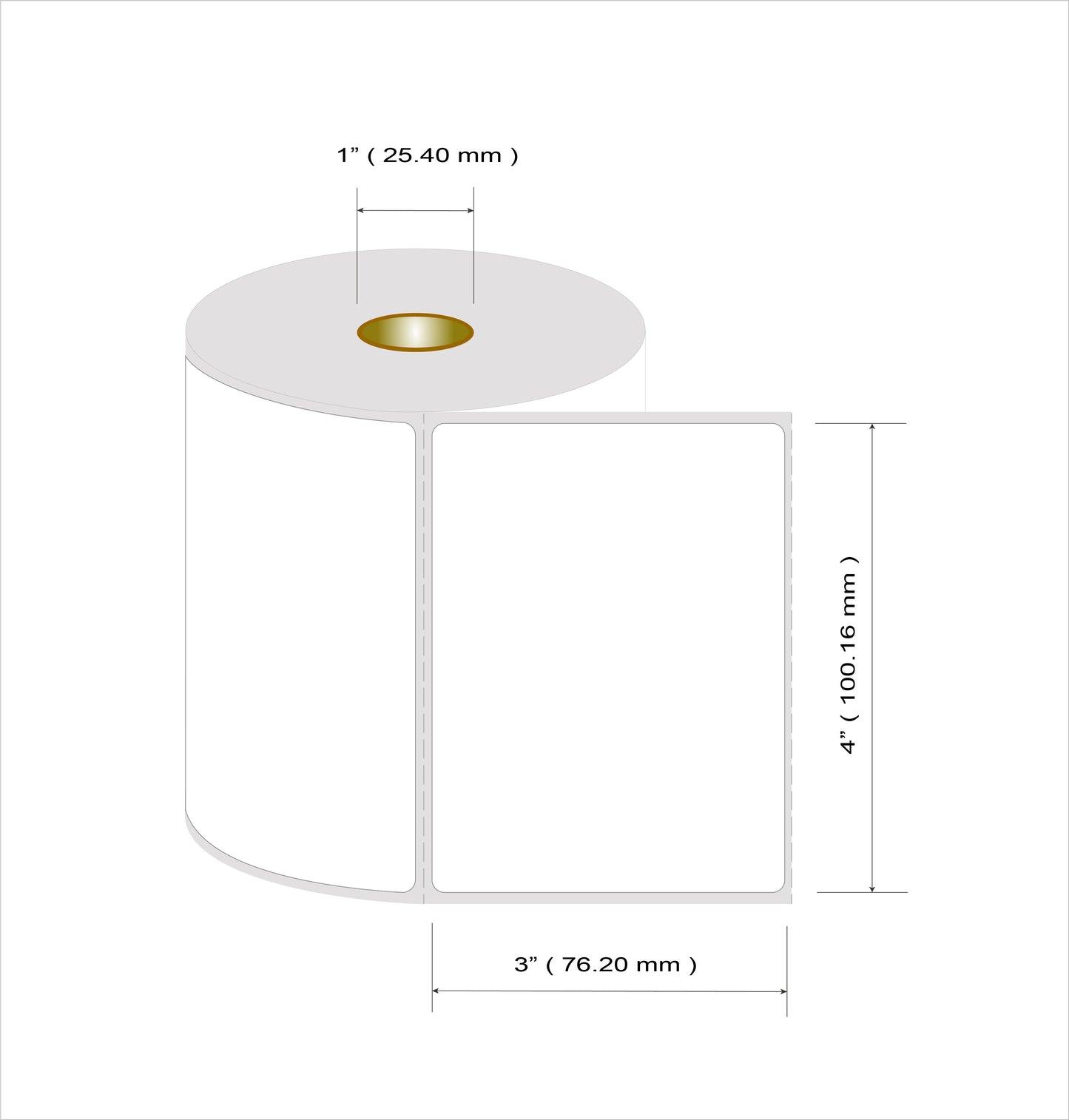 Etiquetas Termico Directo 102mm x 76mm 700 Etiquetas/Roll, 1" Core, Pre-Corte Horizontal