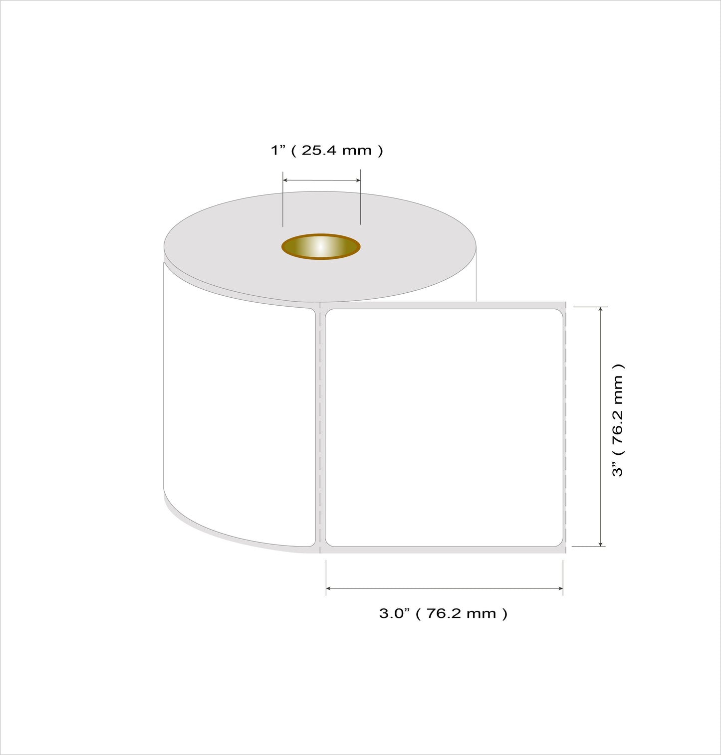 Etiquetas Termico Directo 76mm x 76mm 500 Etiquetas/Roll, 1" Core, Pre-Corte Horizontal